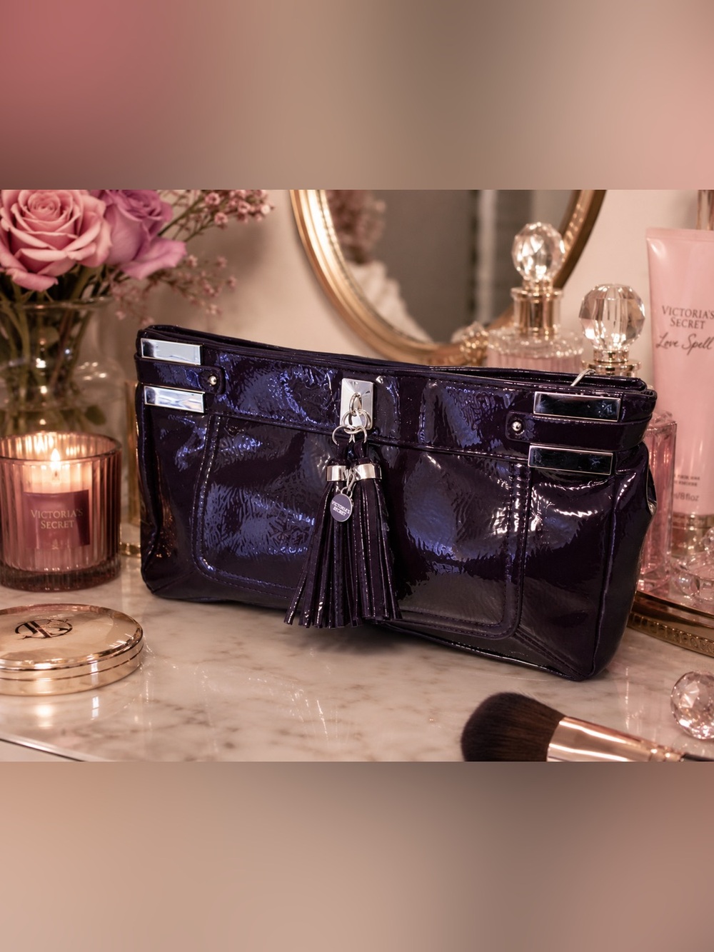 Victoria’s Secret Glossy Purple Patent Cosmetic Bag | Clutch